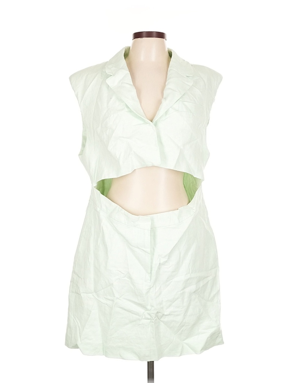 Mango Mint Green Sleeveless Mini Dress with Collar